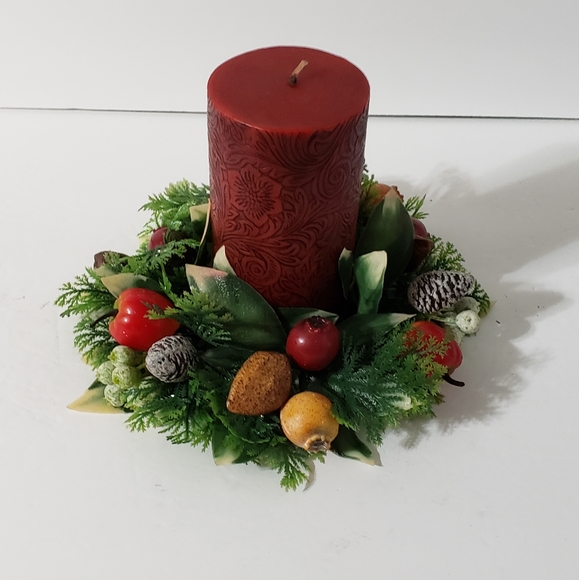 Vintage Fall Candle Ring Nuts Berries Fruits